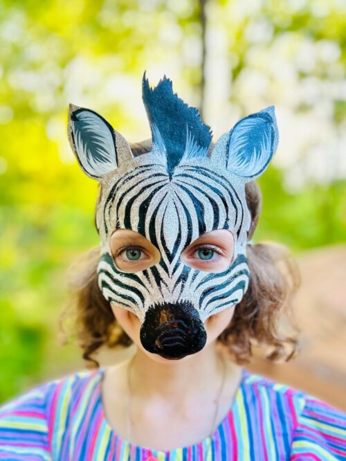 Vibrant Zebra Mask Costume For Halloween - Purim - Mardi Gras - Carnival Events - Image 2