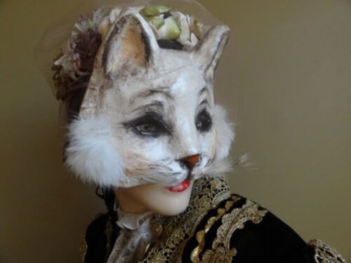 True Romance Paper mache White cat mask cat costume Kitty mask - Image 2