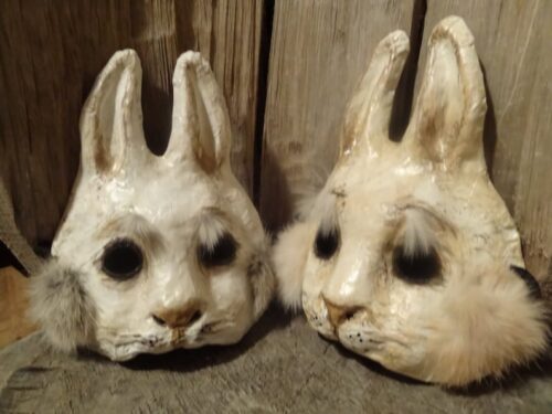 Halloween mask papier mache bunny mask rabbit mask