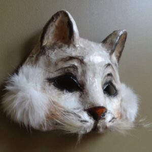 True Romance Paper mache White cat mask cat costume Kitty mask