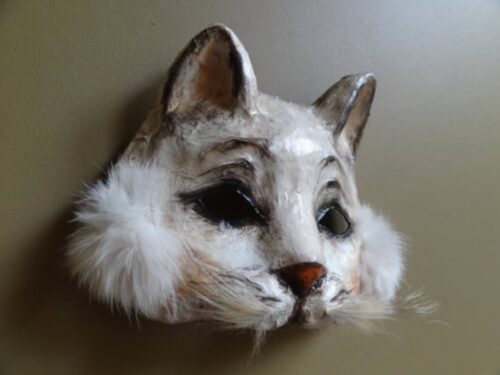 True Romance Paper mache White cat mask cat costume Kitty mask