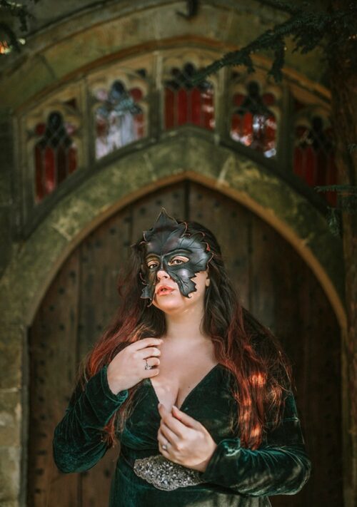 Leather Druid Leafy Maple wiccan masquerade Mask - Image 4