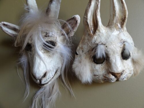 Halloween mask papier mache bunny mask rabbit mask - Image 2