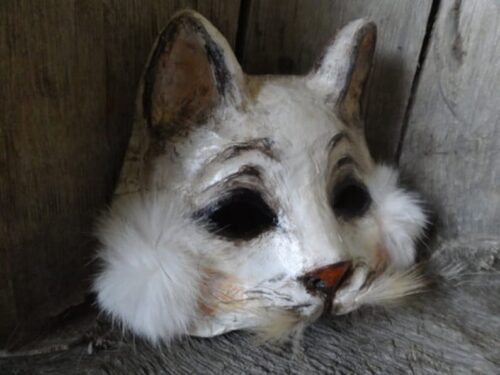 True Romance Paper mache White cat mask cat costume Kitty mask - Image 3