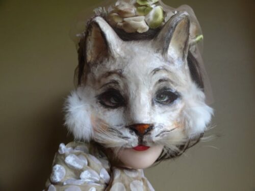 True Romance Paper mache White cat mask cat costume Kitty mask - Image 4