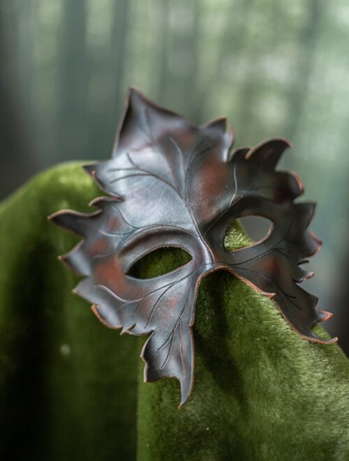Leather Druid Leafy Maple wiccan masquerade Mask - Image 5