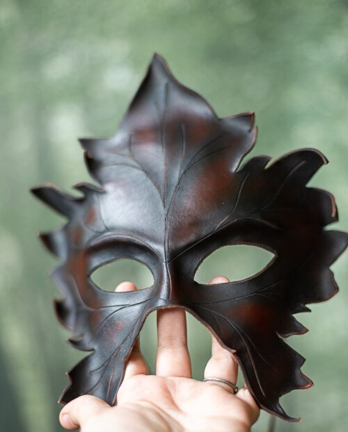 Leather Druid Leafy Maple wiccan masquerade Mask - Image 2