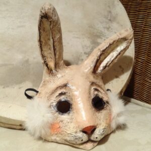 Paper mache rabbit mask bunny mask