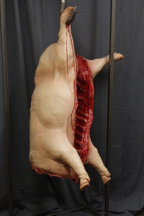 Realistic Silicone Headless Hanging Gutted Pig - Image 3