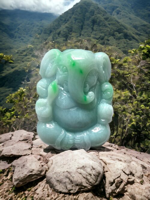Imperial Lord Ganesha burmese jade figurine - Image 3