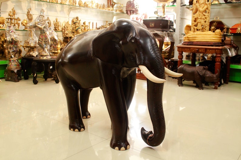 Vintage Large Wood Elephant Statue for home decor - Image 5
