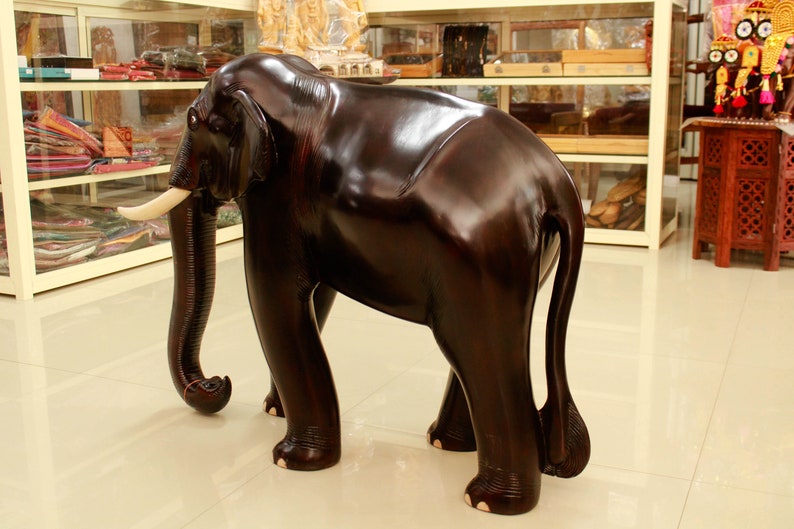Vintage Large Wood Elephant Statue for home decor - Image 2