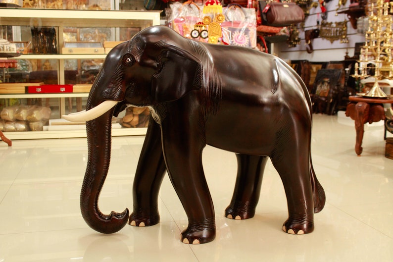Vintage Large Wood Elephant Statue for home decor - Image 10