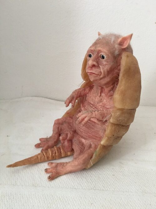 Handcrafted Silicone Armadillo Hybrid Man Sculpture - Image 3