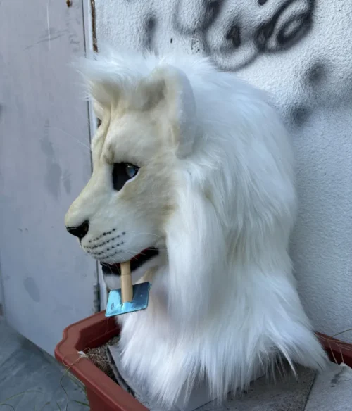 Realistic Albino Lion Fursuit Head - Image 2