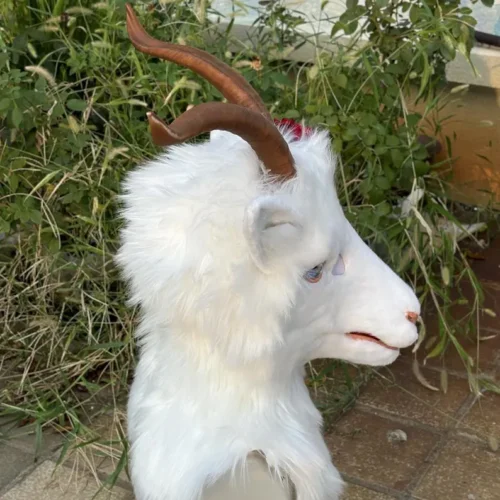 Realistic white goat fursuit head - Image 3