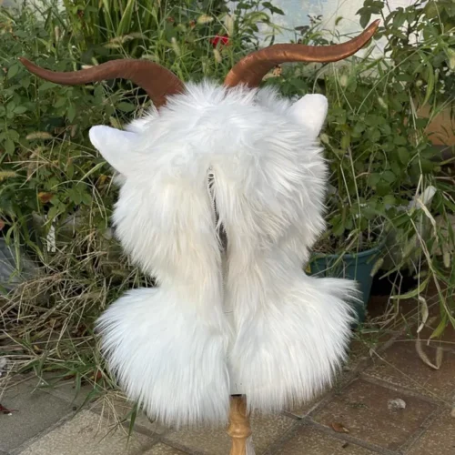 Realistic white goat fursuit head - Image 4