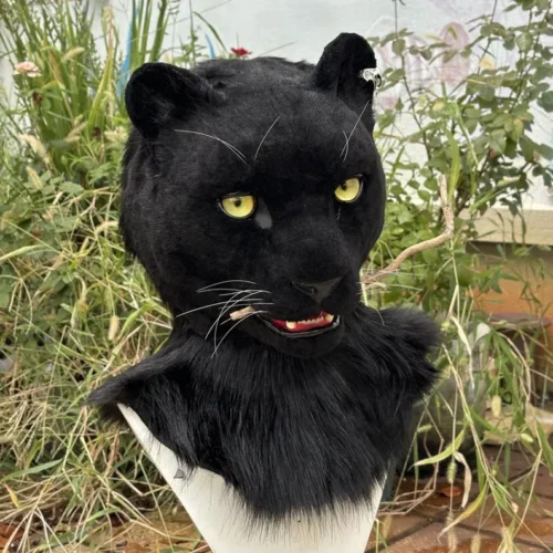 Realistic black leopard fursuit head - Image 3