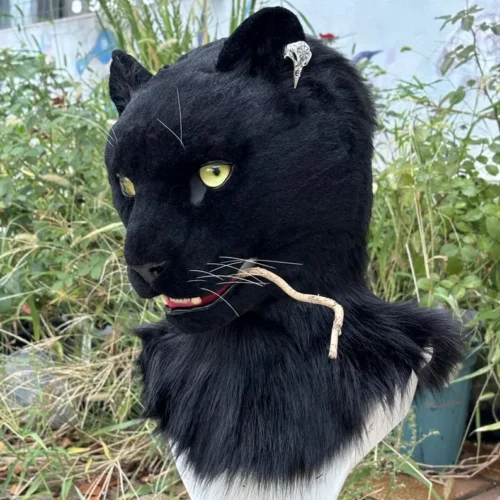 Realistic black leopard fursuit head - Image 2