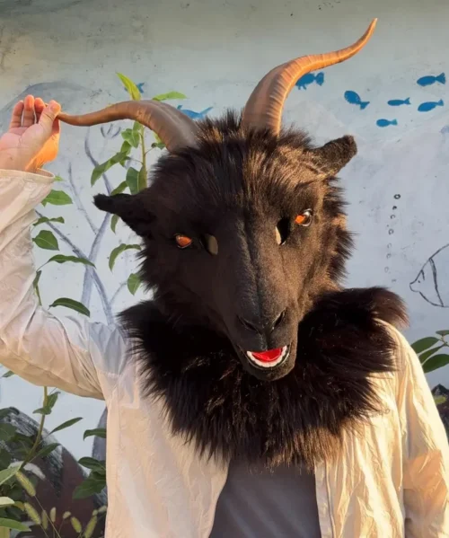 Black goat fursuit head - Image 3