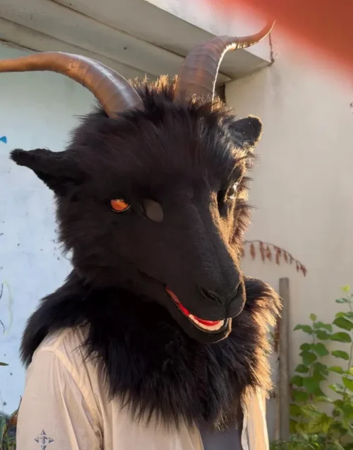Black goat fursuit head - Image 4