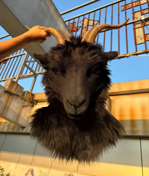 Black goat fursuit head