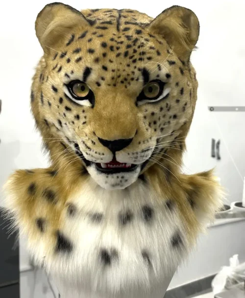 Realistic leopard fursuit head