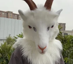 Realistic white goat fursuit head..