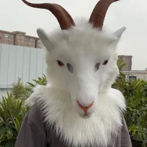 Realistic white goat fursuit head..