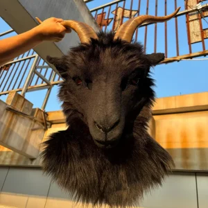 fursuit head black goat....